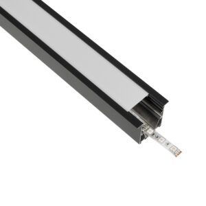 GLOBOSTAR® ALP-LINEAR RECESSA 61786-3M Χωνευτό Προφίλ Αλουμινίου με Λευκό Γαλακτερό Πατητό Κάλυμμα για Ταινίες LED IP20 - Μαύρο Ματ - Μ300 x Π3.5 x Υ4cm