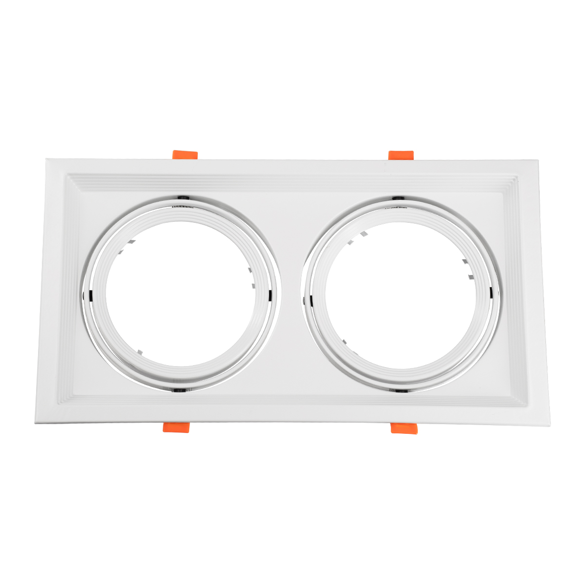 GloboStar® VITA 77854 Χωνευτό Κινούμενο Διπλό Τετράγωνο Σποτ Οροφής για Λάμπα AR111 - IP20 - Χυτό Αλουμίνιο - M33.5 x Π17.5 x Y5.5cm - Λευκό - 5 Χρόνια Εγγύηση