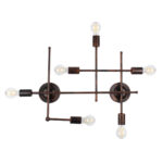 GloboStar® PIPING 00665 Vintage Επιτοίχιο Φωτιστικό Πολύφωτο 6 x E27 IP20 Χάλκινο Μέταλλο - Μ66 x Π9.5 x Υ49cm