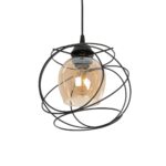 GloboStar® GLINDER 201-0068 Vintage Κρεμαστό Φωτιστικό Οροφής Πλέγμα Μονόφωτο 1 x E27 IP20 Μαύρο Μέταλλο - Μ20 x Π20 x Υ68cm
