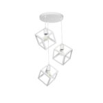 GloboStar® DISE 201-0054 Μοντέρνο Κρεμαστό Φωτιστικό Κύβος Τρίφωτο 3 x E27 IP20 Λευκό Μέταλλο - Μ30 x Π30 x Υ70cm