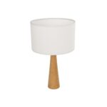 GloboStar® COBRA 204-0066 Μοντέρνο Eπιτραπέζιο Φωτιστικό Μονόφωτο 1 x E27 IP20 Καφέ Ξύλο με Μπεζ Ύφασμα - Μ24 x Π24 x Υ38cm