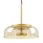 GloboStar® CHARLOTTE 00744 Μοντέρνο Κρεμαστό Φωτιστικό Καμπάνα CREE LED 5W 500lm 180° AC 85-265V IP20 Θερμό Λευκό 2700K Μελί Γυαλί με Χρυσό Μέταλλο - Μ23 x Π23 x Υ23cm - 2 Xρόνια Εγγύηση