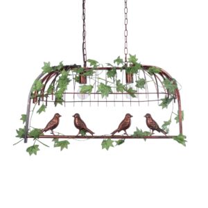 GloboStar® NEST 01645 Vintage Κρεμαστό Φωτιστικό Φιγούρα Δίφωτο 2 x E27 IP20 Χάλκινο Μέταλλο με Πράσινο Πλαστικό - Μ73.6 x Π37.5 x Y38.5cm