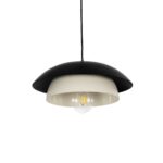 GloboStar® AURA 204-0117 Μοντέρνο Κρεμαστό Φωτιστικό Καμπάνα Μονόφωτο 1 x E27 IP20 Μαύρο & Λευκό Μέταλλο - Μ31 x Π31 x Υ27cm