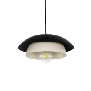 GloboStar® AURA 204-0117 Μοντέρνο Κρεμαστό Φωτιστικό Καμπάνα Μονόφωτο 1 x E27 IP20 Μαύρο & Λευκό Μέταλλο - Μ31 x Π31 x Υ27cm