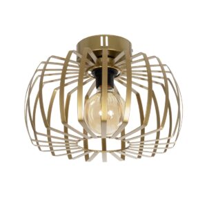 GloboStar® STAR 202-0053 Μοντέρνο Φωτιστικό Οροφής Πλέγμα Μονόφωτο 1 x E27 IP20 Χρυσό Μέταλλο - Μ40 x Π40 x Υ27cm