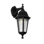 GloboStar® VITRO 203-0191 Vintage Επιτοίχιο Φωτιστικό Φαναράκι Μονόφωτο 1 x E27 IP44 Μαύρο Πλαστικό Σώμα - Μ19 x Π16 x Υ34cm