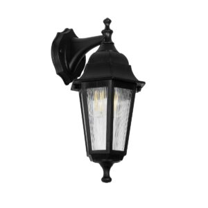 GloboStar® VITRO 203-0191 Vintage Επιτοίχιο Φωτιστικό Φαναράκι Μονόφωτο 1 x E27 IP44 Μαύρο Πλαστικό Σώμα - Μ19 x Π16 x Υ34cm