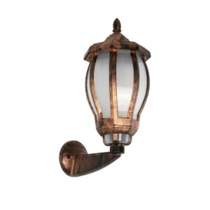 GloboStar® VERDI 203-0233 Vintage Επιτοίχιο Φωτιστικό Φαναράκι Μονόφωτο 1 x E27 IP44 Χάλκινο Πλαστικό Σώμα - Μ23 x Π17 x Υ40cm