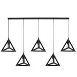 GloboStar® TRIANGLE 00608 Μοντέρνο Κρεμαστό Φωτιστικό Ράγα Πολύφωτο 5 x E27 IP20 Μαύρο Μέταλλο - Μ170 x Π22 x Y130cm