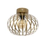 GloboStar® STAR 202-0050 Μοντέρνο Φωτιστικό Οροφής Πλέγμα Μονόφωτο 1 x E27 IP20 Χρυσό Μέταλλο - Μ40 x Π40 x Υ27cm