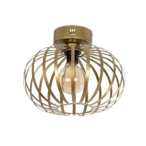 GloboStar® STAR 202-0050 Μοντέρνο Φωτιστικό Οροφής Πλέγμα Μονόφωτο 1 x E27 IP20 Χρυσό Μέταλλο - Μ40 x Π40 x Υ27cm