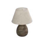 GloboStar® LISBON 204-0150 Vintage Eπιτραπέζιο Φωτιστικό Μονόφωτο 1 x E27 IP20 Καφέ Κεραμικό με Μπεζ Ύφασμα - Μ22 x Π22 x Υ30cm