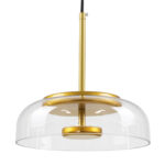 GloboStar® CHARLOTTE 00742 Μοντέρνο Κρεμαστό Φωτιστικό Καμπάνα CREE LED 5W 500lm 180° AC 85-265V IP20 Θερμό Λευκό 2700K Διάφανο Γυαλί με Χρυσό Μέταλλο - Μ23 x Π23 x Υ23cm - 2 Xρόνια Εγγύηση