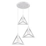 GloboStar® TRIANGLE 00617 Μοντέρνο Κρεμαστό Φωτιστικό Πλέγμα Τρίφωτο 3 x E27 IP20 Λευκό Μέταλλο - Μ49 x Π49 x Y130cm