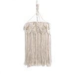 GloboStar® CONGO 36206 Boho Κρεμαστό Φωτιστικό Μακραμέ Μονόφωτο 1 x E27 IP20 Μπεζ Ύφασμα - Μ30 x Π30 x Υ50cm