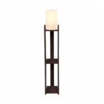 GloboStar® VENTORA 204-0126 Μοντέρνο Eπιδαπέδιο Φωτιστικό Μονόφωτο 1 x E27 IP20 Καφέ Ξύλο με Μπεζ Ύφασμα - Μ20 x Π20 x Υ142cm