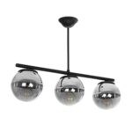 GloboStar® CITY 202-0043 Μοντέρνο Κρεμαστό Φωτιστικό Μπάλα Τρίφωτο 3 x E27 IP20 Μαύρο Μέταλλο με Διάφανο Γυαλί - Μ55 x Π15 x Υ43cm