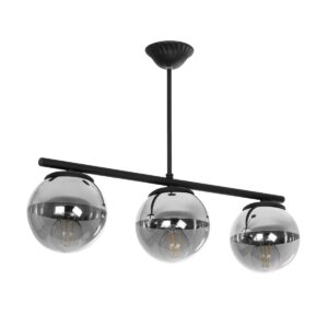 GloboStar® CITY 202-0043 Μοντέρνο Κρεμαστό Φωτιστικό Μπάλα Τρίφωτο 3 x E27 IP20 Μαύρο Μέταλλο με Διάφανο Γυαλί - Μ55 x Π15 x Υ43cm