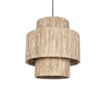 GloboStar® SALTO 203-0037 Boho Κρεμαστό Φωτιστικό Καπέλο Μονόφωτο 1 x E27 IP20 Μπέζ Σχοινί - M40 x Π40 x Υ42cm
