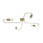 GloboStar® MOORNA 201-0065 Vintage Οροφής Πλέγμα Πολύφωτο 4 x E27 IP20 Χρυσό Μέταλλο - Μ50 x Π50 x Υ15cm