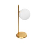 GloboStar® GLOBUS 203-0182 Μοντέρνο Επιτραπέζιο Φωτιστικό Μονόφωτο 1 x E27 IP20 Χρυσο Μέταλλο με Γαλακτερή Γυάλινη Μπάλα- Μ21 x Π16.5 x Υ45cm