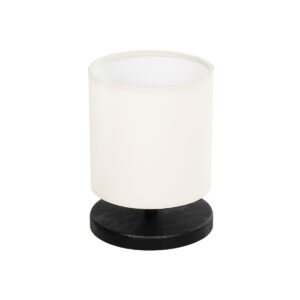 GloboStar® MINNIE 204-0062 Μοντέρνο Eπιτραπέζιο Φωτιστικό Μονόφωτο 1 x E27 IP20 Μαύρο Ξύλο με Μπεζ Ύφασμα - Μ15 x Π15 x Υ22cm