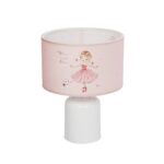 GloboStar® BALLERINA 204-0029 Παιδικό Eπιτραπέζιο Φωτιστικό Φιγούρα Μονόφωτο 1 x E27 IP20 Ροζ Ύφασμα - Μ24 x Π24 x Υ32cm