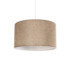 GloboStar® LOFTY 204-0090 Μοντέρνο Κρεμαστό Φωτιστικό Kαπέλο Μονόφωτο 1 x E27 IP20 Μπεζ Ύφασμα -Μ38 x Π38 x Υ70cm