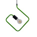 GloboStar® LIBBY 01096-1 Παιδικό Κρεμαστό Φωτιστικό Ανάρτηση Μονόφωτο 1 x E27 IP20 Πράσινο & Μαύρο Μέταλλο - Μ31 x Π31 x Υ16cm