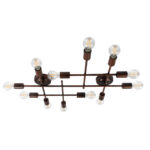 GloboStar® PIPING 00668-1 Vintage Φωτιστικό Οροφής Πλέγμα Πολύφωτο 12 x E27 IP20 Χάλκινο Μέταλλο - Μ78.5 x Π9.5 x Υ64cm