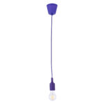 GloboStar® CABLITO 61560 Μοντέρνο Κρεμαστό Φωτιστικό Οροφής Μονόφωτο 1 x E27 Μωβ Σιλικόνης Ανάρτηση με Υφασμάτινο Καλώδιο Φ4 x Υ110cm