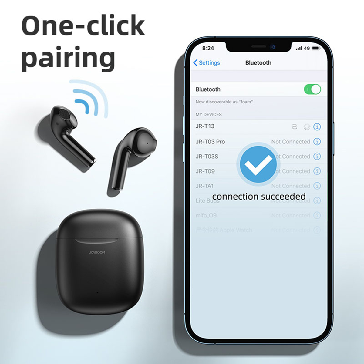 GloboStar® 87055 JOYROOM Originals JR-T13 Bilateral TWS Earphones με Θήκη Φόρτισης True Wireless Bluetooth V5.0 Binaural Συμβατό με iOS & Android Μαύρο - Image 7