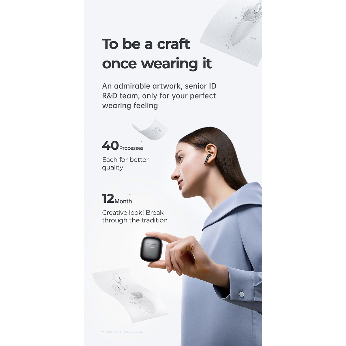 GloboStar® 87055 JOYROOM Originals JR-T13 Bilateral TWS Earphones με Θήκη Φόρτισης True Wireless Bluetooth V5.0 Binaural Συμβατό με iOS & Android Μαύρο - Image 15