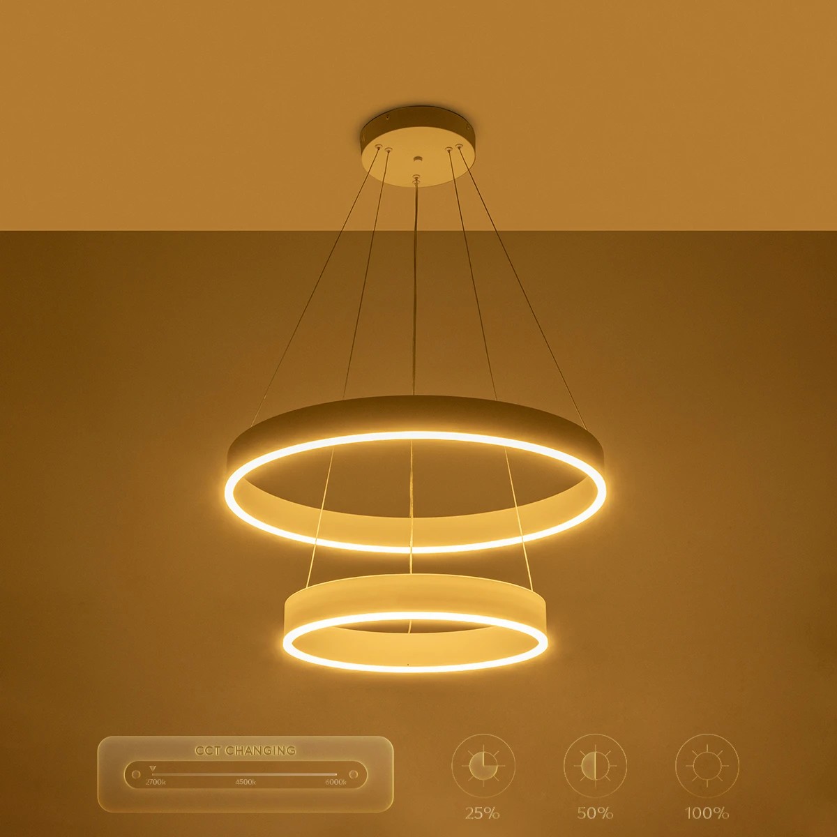 kelvo® VENOM KLV-101-0197-V2 Κρεμαστό Φωτιστικό Οροφής LED 75W 7500lm 120° AC 220-240V IP20 Ρυθμιζόμενο Λευκό CCT με Χειριστήριο από 2700K έως 6000K Dimmable - Lumileds SMD Chip - Λευκό Ματ - Μ60 x Π60 x Υ40cm - 3 Χρόνια Εγγύηση - Image 12