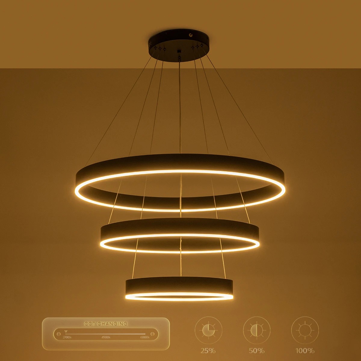 kelvo® VENOM KLV-101-0199-V2 Κρεμαστό Φωτιστικό Οροφής LED 120W 12000lm 120° AC 220-240V IP20 Ρυθμιζόμενο Λευκό CCT με Χειριστήριο από 2700K έως 6000K Dimmable - Lumileds SMD Chip - Μαύρο Ματ - Μ80 x Π80 x Υ80cm - 3 Χρόνια Εγγύηση - Image 12