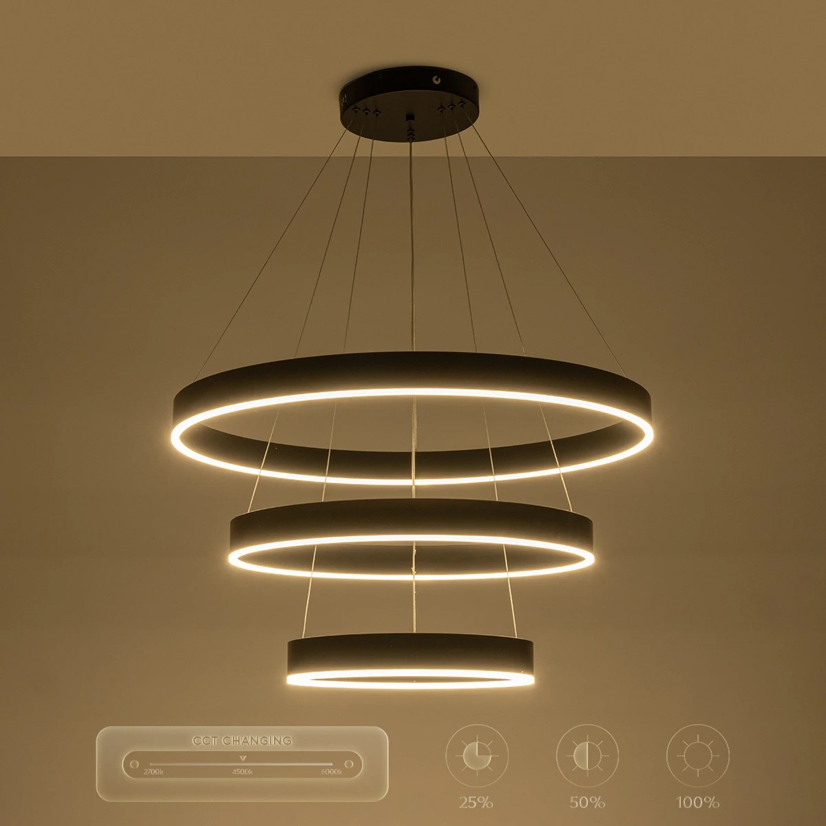 kelvo® VENOM KLV-101-0199-V2 Κρεμαστό Φωτιστικό Οροφής LED 120W 12000lm 120° AC 220-240V IP20 Ρυθμιζόμενο Λευκό CCT με Χειριστήριο από 2700K έως 6000K Dimmable - Lumileds SMD Chip - Μαύρο Ματ - Μ80 x Π80 x Υ80cm - 3 Χρόνια Εγγύηση - Image 13