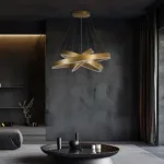 kelvo® VENOM KLV-101-0201-V2 Κρεμαστό Φωτιστικό Οροφής LED 120W 12000lm 120° AC 220-240V IP20 Ρυθμιζόμενο Λευκό CCT με Χειριστήριο από 2700K έως 6000K Dimmable - Lumileds SMD Chip - Χρυσό Πλατίνα - Μ80 x Π80 x Υ80cm - 3 Χρόνια Εγγύηση