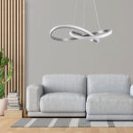 GloboStar® DEXTER 60498 Κρεμαστό Φωτιστικό Οροφής Design LED CCT 72W 8064lm 300° AC 220-240V - Εναλλαγή Φωτισμού μέσω Τηλεχειριστηρίου All In One Ψυχρό 6000k+Φυσικό 4500k+Θερμό 2700k Dimmable Φ56cm - Νίκελ Ασημί Βούρτσας - 3 Years Warranty - Image 10