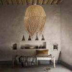 GloboStar® MANILA 00713 Boho Κρεμαστό Φωτιστικό Πλέγμα Μονόφωτο 1 x E27 IP20 Μπέζ Ξύλο - Μ50 x Π50 x Υ70cm - Image 13