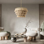 GloboStar® MISSOULA 02088 Boho Κρεμαστό Φωτιστικό Σχοινί Μονόφωτο 1 x E27 IP20 Μπεζ Ύφασμα με Χρυσό Μέταλλο - Μ60 x Π60 x Υ40cm - Image 10