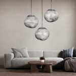 GloboStar® DIXAR 01464 Μοντέρνο Κρεμαστό Φωτιστικό Μπάλα Μονόφωτο 1 x E27 IP20 Ασημί Γυαλί - Μ36 x Π36 x Υ45cm - Image 7