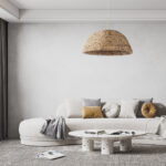 GloboStar® MANGATA 01847 Boho Κρεμαστό Φωτιστικό Καμπάνα Μονόφωτο 1 x E27 IP20 Μπεζ Ξύλο - Μ60 x Π60 x Υ28cm - Image 10