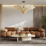 GloboStar® PALERMO 02153 Boho Φωτιστικό Οροφής Πλέγμα Μονόφωτο 1 x E27 IP20 Μπεζ Ξύλο - Μ100 x Π100 x Υ55cm - Image 9
