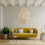 GloboStar® HIBISCUS 01763 Boho Κρεμαστό Φωτιστικό Πλέγμα Μονόφωτο 1 x E27 IP20 Μπεζ Ξύλο - Μ48 x Π48 x Y60cm - Image 10
