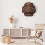 GloboStar® MALDIVES 01658 Boho Κρεμαστό Φωτιστικό Πλέγμα Μονόφωτο 1 x E27 IP20 Καφέ Ξύλο - Μ56 x Π56 x Υ54cm - Image 9