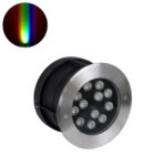 GLOBOSTAR® UNDERWATERTUNI 90422 Υποβρύχιο Χωνευτό Σποτ για Σιντριβάνια/Πισίνες LED 12W 1200lm 30° DC 24V Αδιάβροχο IP68 Πολύχρωμο RGBW Dimmable DMX512 - Bridgelux SMD Chip - Ανοξείδωτο Ατσάλι SS304 - Μ18 x Π18 x Υ11cm / Q17.5 - 3 Χρόνια Εγγύηση