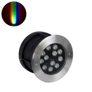 GLOBOSTAR® UNDERWATERTUNI 90422 Υποβρύχιο Χωνευτό Σποτ για Σιντριβάνια/Πισίνες LED 12W 1200lm 30° DC 24V Αδιάβροχο IP68 Πολύχρωμο RGBW Dimmable DMX512 - Bridgelux SMD Chip - Ανοξείδωτο Ατσάλι SS304 - Μ18 x Π18 x Υ11cm / Q17.5 - 3 Χρόνια Εγγύηση