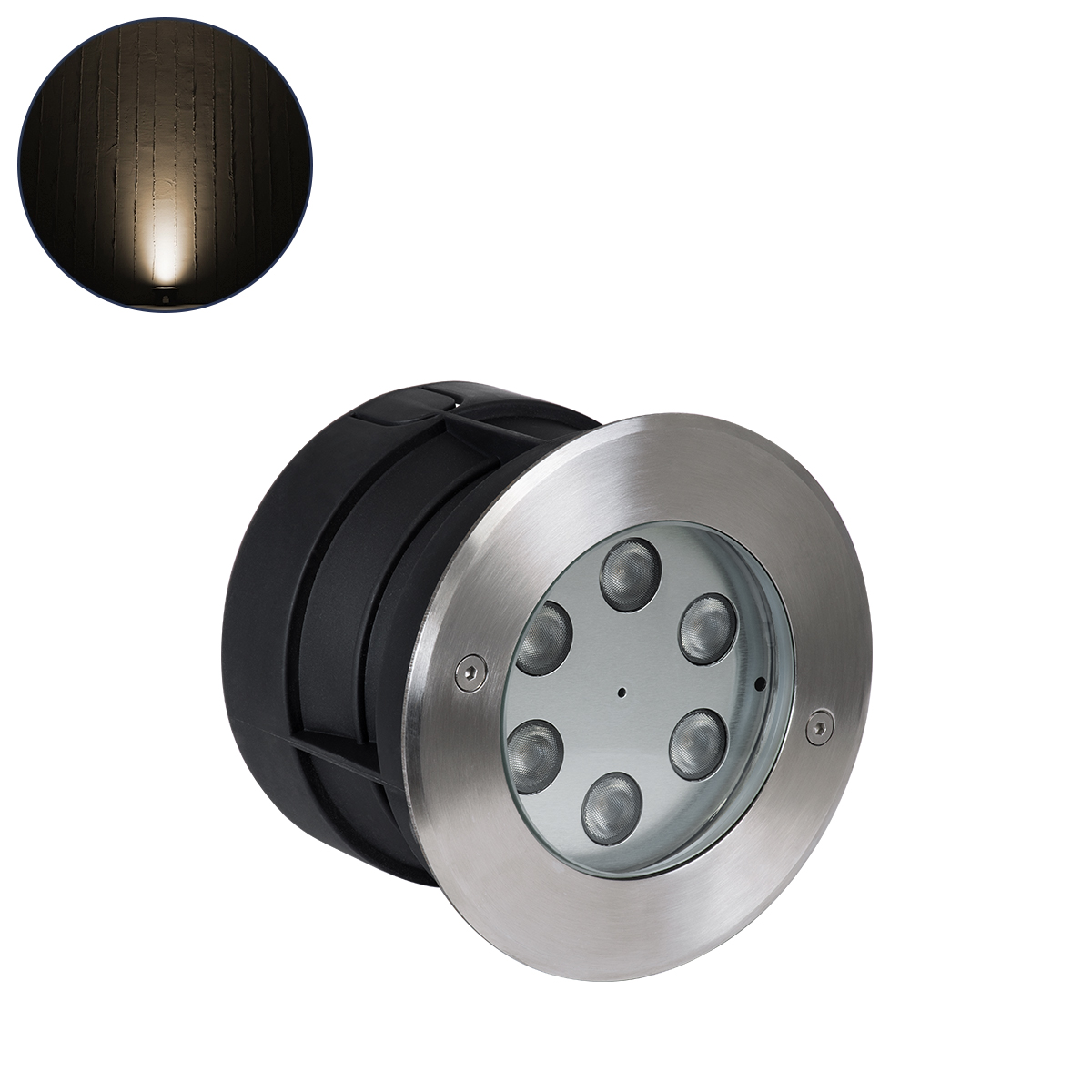 GLOBOSTAR® UNDERWATERYUNI 90417 Υποβρύχιο Χωνευτό Σποτ για Σιντριβάνια/Πισίνες LED 6W 540lm 30° DC 24V Αδιάβροχο IP68 Θερμό Λευκό 2700K Dimmable - Bridgelux SMD Chip - Ανοξείδωτο Ατσάλι SS304 - Μ15 x Π15 x Υ10cm / Q14cm - 3 Χρόνια Εγγύηση